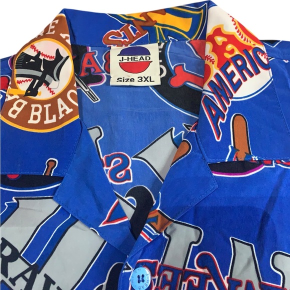 RARE Vintage J Head Men Negro League Baseball All Over Print Hawaiian Shirt 3XL - Picture 3 of 8